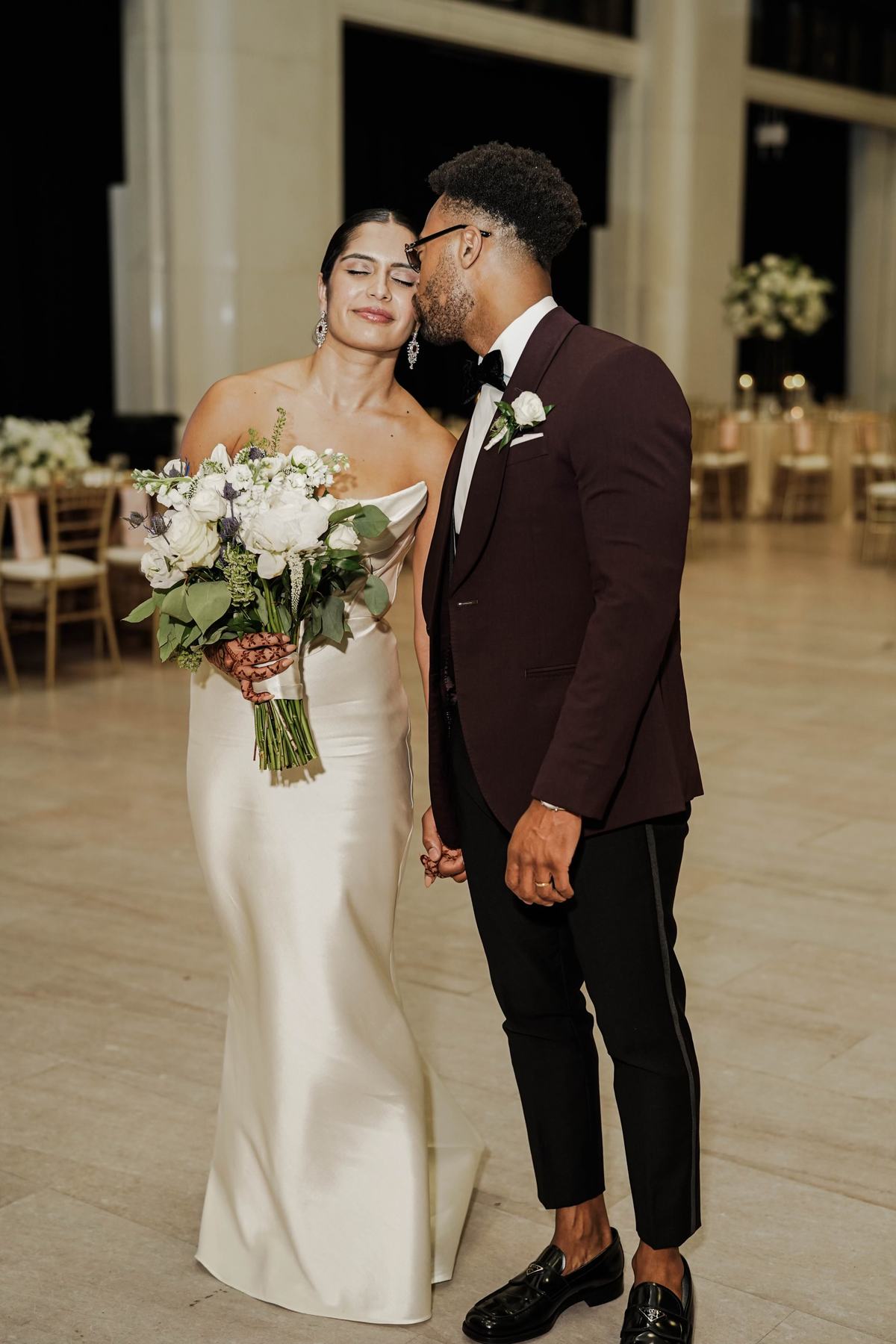 I and B sharing a quiet moment at their reception